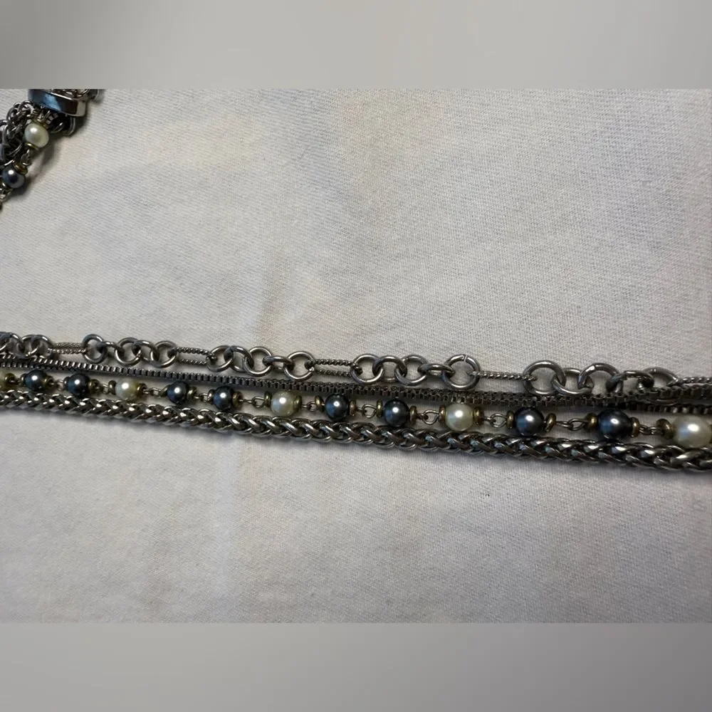 Y2K Moto Edgy Punk Three Chain Silver Necklace